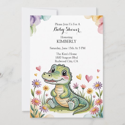 Schattig krokodil-Baby shower Kaart (Voorkant)
