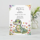 Schattig krokodil-Baby shower Kaart (Staand voorkant)