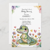 Schattig krokodil-Baby shower Kaart (Voorkant / Achterkant)