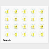 Schattig kuiken met bloem bedankt ronde sticker (Vel)