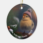 Schattig kuiken met een winter pet Custom Keramisch Ornament (Links)