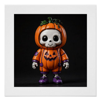 Schattig Kunstspeelgoed Skelet Halloween Ontwerp Perfect Poster