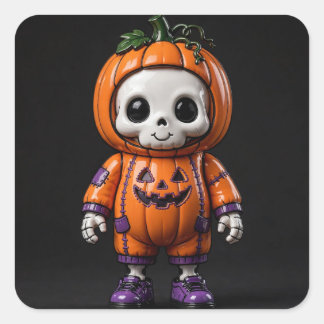 Schattig Kunstspeelgoed Skelet Halloween Ontwerp Vierkante Sticker