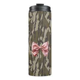 Schattig laagland camouflage esthetische roze lint thermosbeker