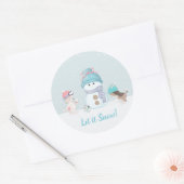 Schattig laat het sneeuwen ronde sticker (Envelop)