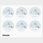 Schattig laat het sneeuwen ronde sticker (Vel)