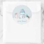 Schattig laat het sneeuwen ronde sticker (Tas)