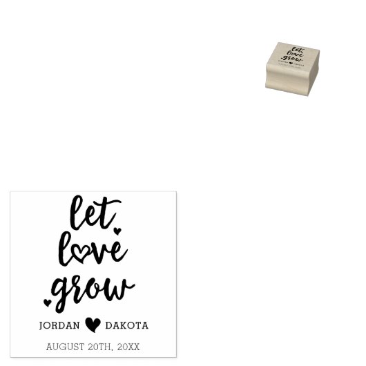 Schattig laat liefde groeien | Bruiloft harten ops Rubberstempel (Gestempeld)