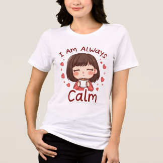 Schattig Lachend Cartoon Meisje, Ik Ben Altijd Kal Tri-Blend Shirt