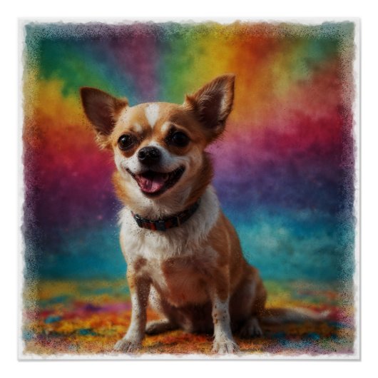 Schattig lachend chihuahua artistiek portret perfect poster (Voorkant)