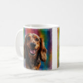 Schattig lachend dachshund artistiek portret koffiemok (Voorkant links)