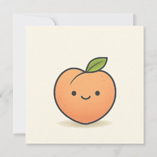 Schattig Lachend Perzikgezicht – Kawaii Fruit Feestdagenkaart