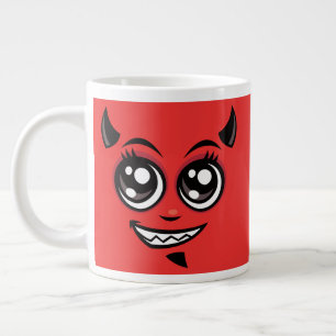 Schattig Lachend Tekenfilm Duivelsgezicht Grote Koffiekop