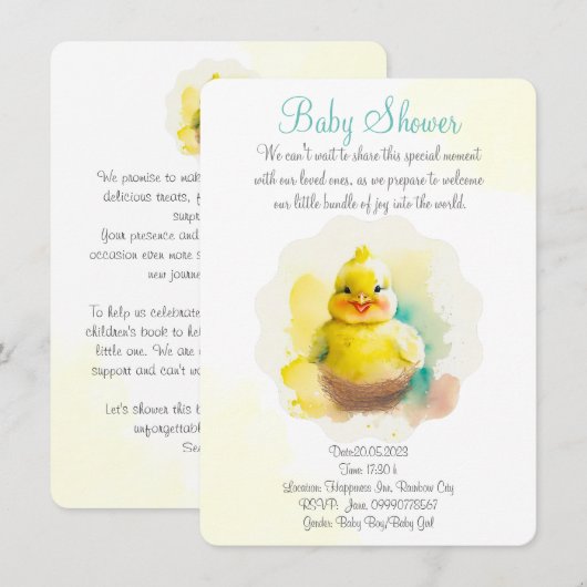 Schattig lachende baby kip save the date (Voorkant / Achterkant)