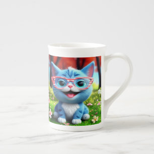 Schattig Lachende Blauwe Kitten-55665 Porselein Kop