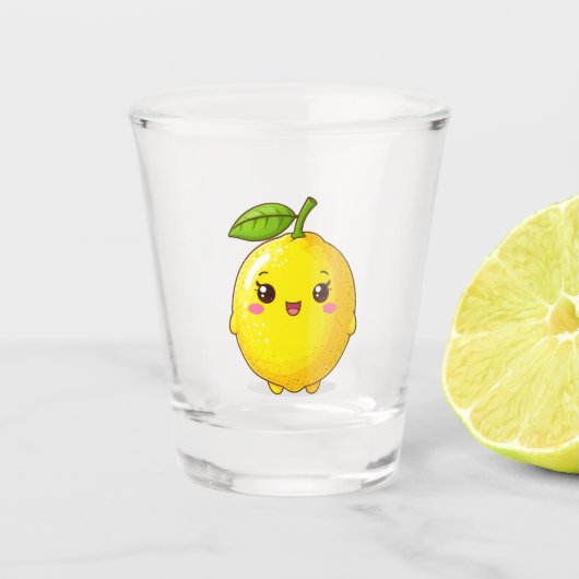 Schattig Lachende Citroen Karakter Shot Glas (Voorkant)