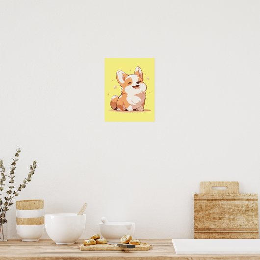 Schattig lachende Corgi - Poster (Keuken)
