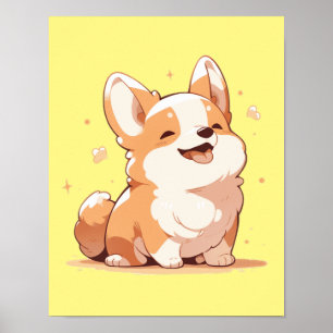 Schattig lachende Corgi - Poster