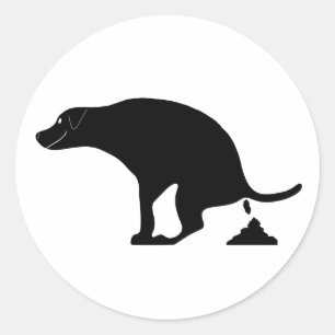 Schattig lachende poepende hond ronde sticker