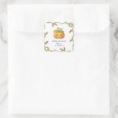 Schattig Lachende Pompoen Land Bedankt 1e Verjaard Vierkante Sticker (Tas)