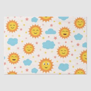Schattig Lachende Zonneschijn met Wolken en Sterre Tissuepapier