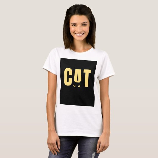 "Schattig Lady Cat T-shirt: Charmant Feline Design T-shirt (Voorkant volledig)
