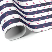 Schattig Ladybird Navy Blue Stripes Cadeaupapier (Rol Hoek)