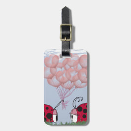 Schattig Ladybug met roze ballon Bouquet Bagagelabel