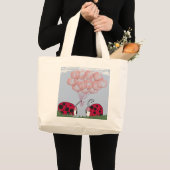 Schattig Ladybug met  roze ballon Bouquet Grote Tote Bag (Voorkant (product))
