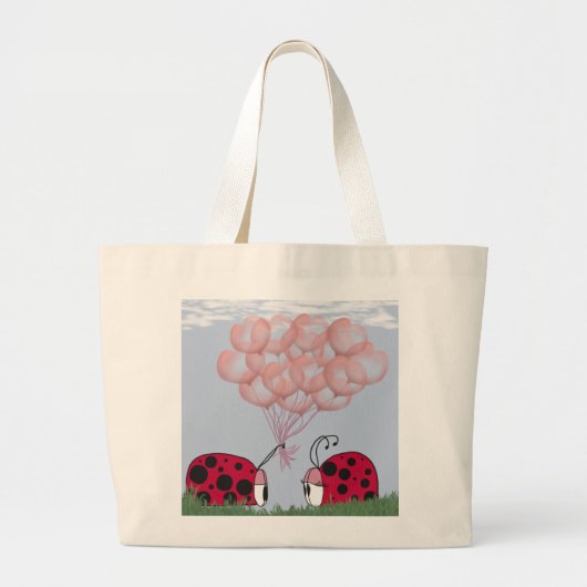 Schattig Ladybug met  roze ballon Bouquet Grote Tote Bag (Voorkant)