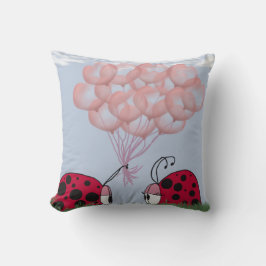 Schattig Ladybug met roze ballon Bouquet Kussen