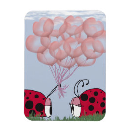 Schattig Ladybug met roze ballon Bouquet Magneet