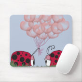 Schattig Ladybug met  roze ballon Bouquet Muismat (Met muis)