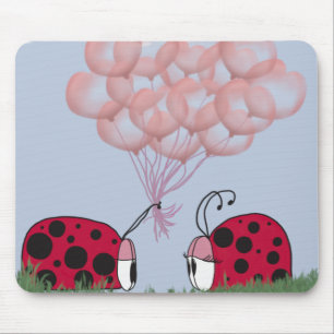 Schattig Ladybug met  roze ballon Bouquet Muismat