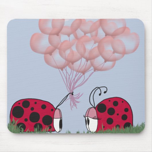 Schattig Ladybug met  roze ballon Bouquet Muismat (Voorkant)
