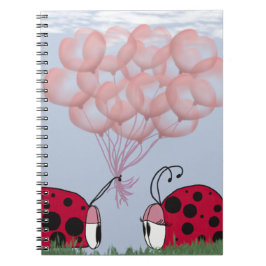 Schattig Ladybug met roze ballon Bouquet Notitieboek