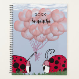 Schattig Ladybug met roze ballon Bouquet Planner