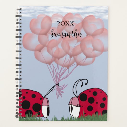 Schattig Ladybug met roze ballon Bouquet Planner (Voorkant)