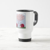 Schattig Ladybug met  roze ballon Bouquet Reisbeker (Voorkant rechts)
