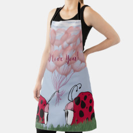 Schattig Ladybug met roze ballon Bouquet Schort