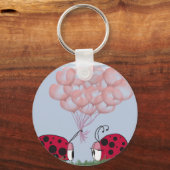 Schattig Ladybug met roze ballon Bouquet Sleutelhanger (Voorkant)