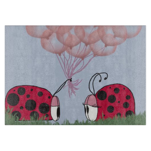 Schattig Ladybug met  roze ballon Bouquet Snijplank (Voorkant)