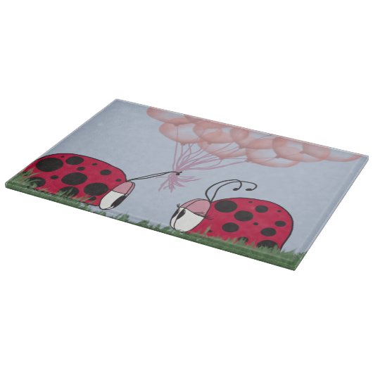 Schattig Ladybug met  roze ballon Bouquet Snijplank (Hoek)