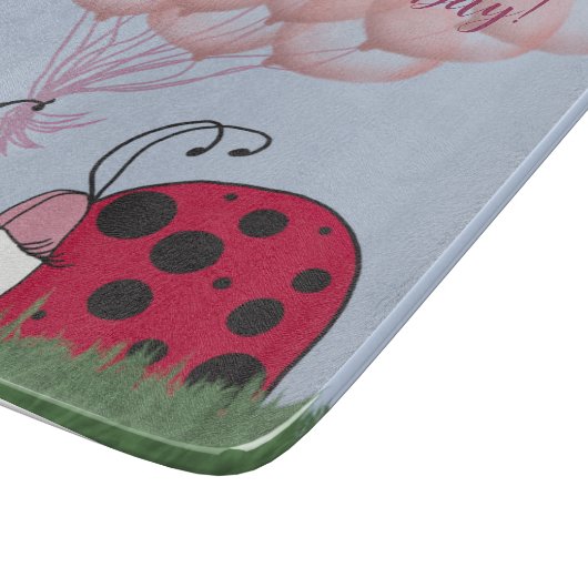 Schattig Ladybug met  roze ballon Bouquet Snijplank (Hoek)