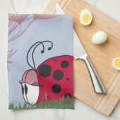 Schattig Ladybug met roze ballon Bouquet Theedoek (Quarter Fold)