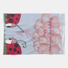 Schattig Ladybug met roze ballon Bouquet Theedoek