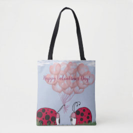 Schattig Ladybug met roze ballon Bouquet Tote Bag