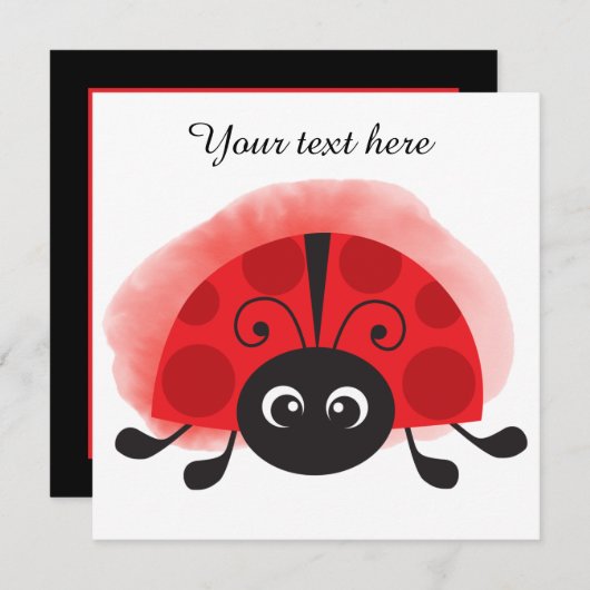 schattig ladybug toevoegen tekstnotitiekaart bedankkaart (Voorkant / Achterkant)