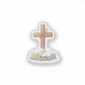 Schattig Lam Gods & Kruis Religieuze Pasen Sticker (Voorkant)