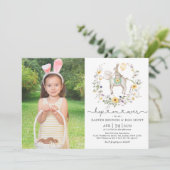 Schattig Lam Konijn Wilde Bloem Pasen Brunch Eiere Kaart (Staand voorkant)